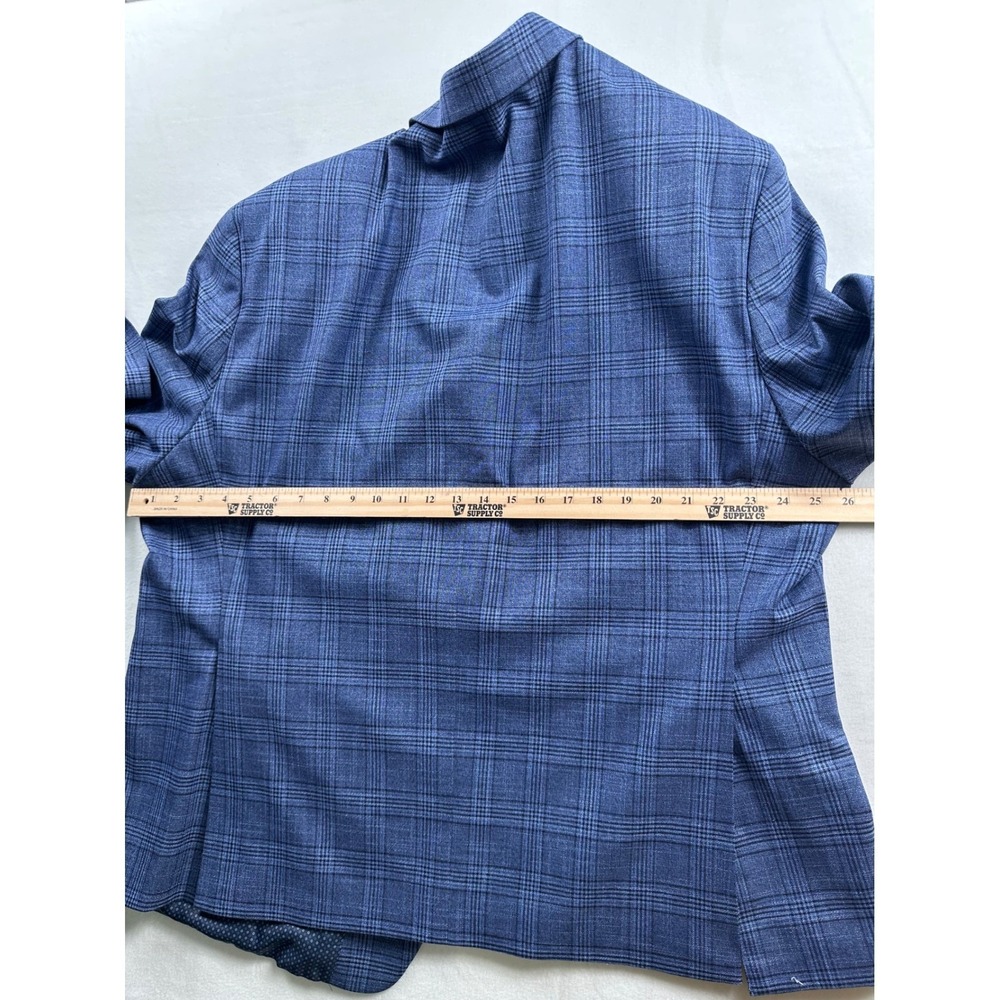 Shaquille Oneal XLG Mens Blue Plaid Suit Separate Blazer Jacket - Picture 9 of 12